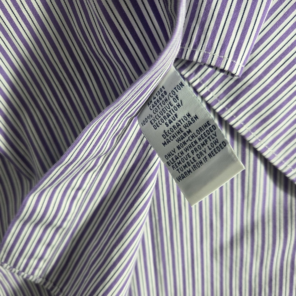 Polo Ralph Lauren Button Shirt Men's 18 34-35 Purple Stripe Pony Oxford Preppy - Picture 6 of 11